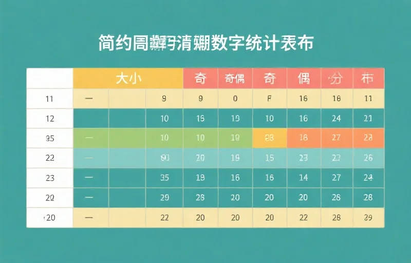 简单明了的数字统计表，突出显示“大小”和“奇偶”分类，适合初学者理解数字分布